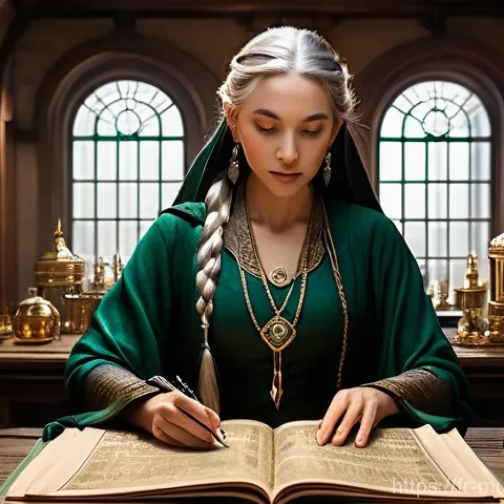 뮤 모나크 희귀 재료 거래 팁 - **A master merchant analyzing market data in a fantasy setting.**
    A wise and experienced female ...