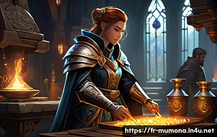 뮤 모나크 길드 아이템 제작 - **Prompt:** A dynamic, heroic scene of diverse MU Monarch guild members, all adorned in ornate, age-...