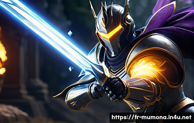 뮤 모나크 PVP 전략 - A dynamic PvP monarch warrior in mid-combat, wielding a high-speed sword with swift, fluid motions. ...