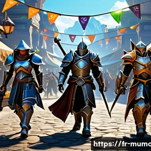 뮤 모나크 특별 보상 코드 - A dynamic gaming scene featuring a diverse group of players in a vibrant online fantasy world, each ...