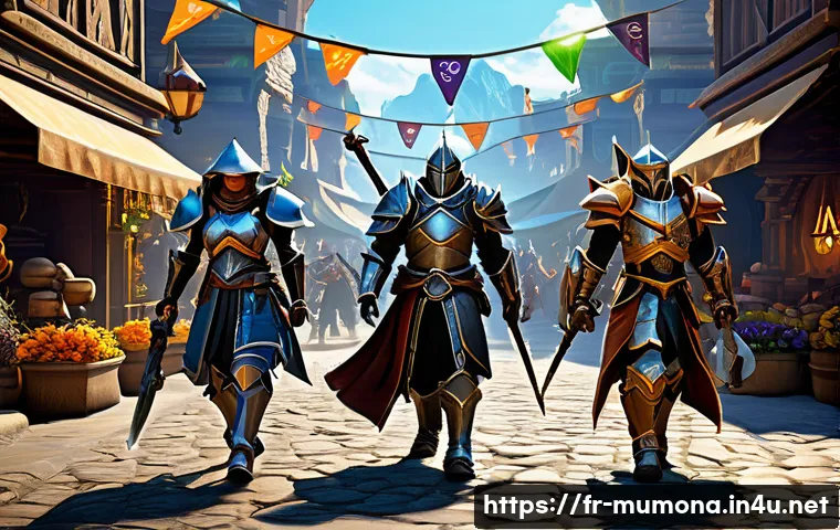 뮤 모나크 특별 보상 코드 - A dynamic gaming scene featuring a diverse group of players in a vibrant online fantasy world, each ...