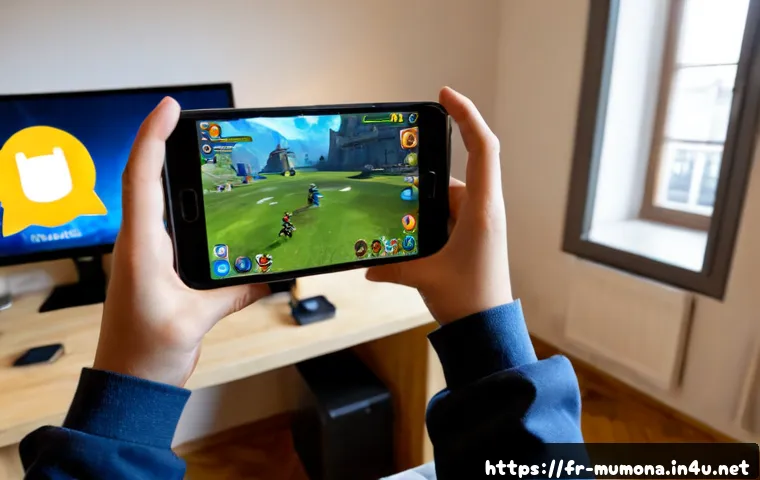 Home 17 뮤 모나크 스킬 사용법 - Photorealistic French young adult gamer at a tidy Paris apartment desk, holding a smartphone display...
